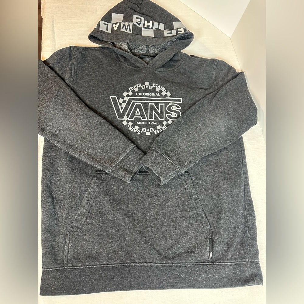 Vans “Off The Wall” Hoodie – Youth XL Gray Checkerboard